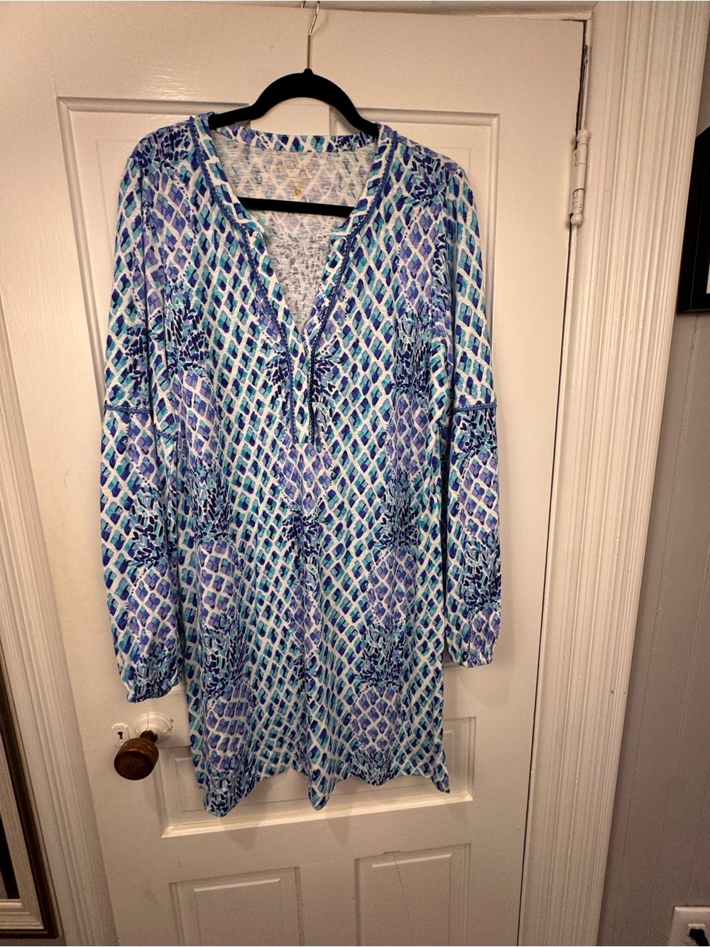 Lilly Pulitzer Blue & Aqua Printed Long Sleeve Tunic Dress